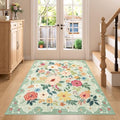 DUKINO 4x5 Area Rug for Entryway, Soft Floral Washable Rug Non Slip by DUKINO