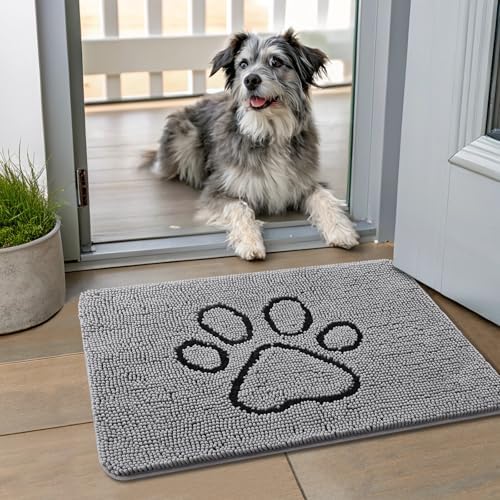 Smiry Dog Door Mat for Muddy Paws, Absorbent Non Slip Dirt Trapper by Smiry