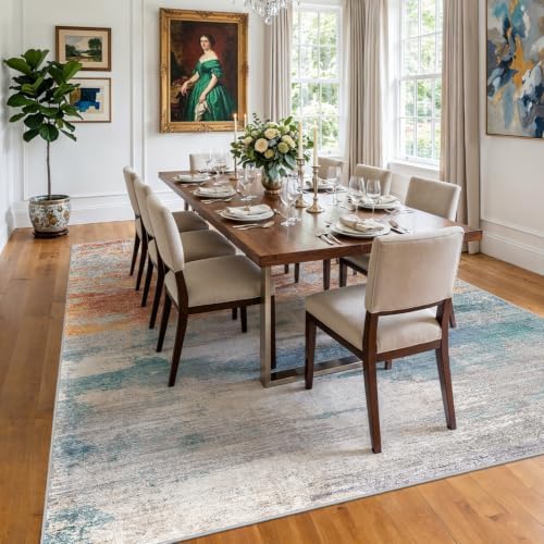 10x14 Washable Area Rug: Large Modern Abstract Living Room Rugs BlueBrick - Image 2