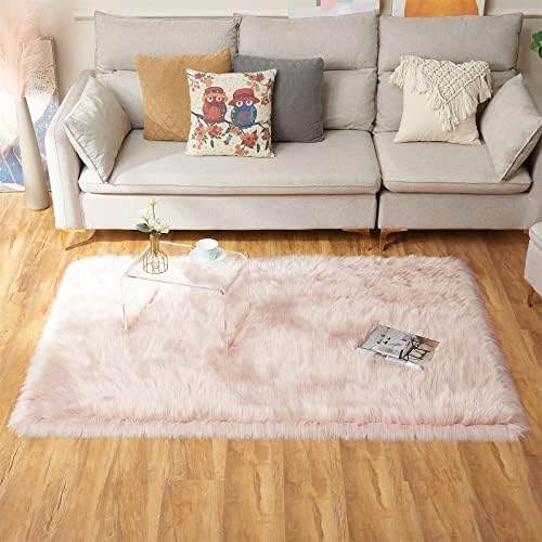 EasyJoy Ultra Soft Fluffy Shaggy Area Rug Faux Fur Rug Chair Cover Seat Pad - Image 4