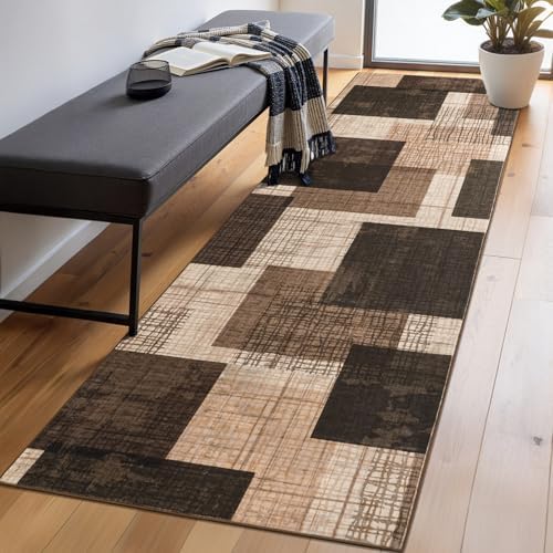Washable 2x6 Runner Rug for Hallway Kitchen Bedroom, Chocolate Brown - Image 2