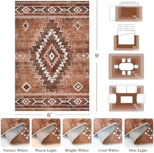 Yinhua Living Room Rug 6x9, Western Washable Rug - Image 2