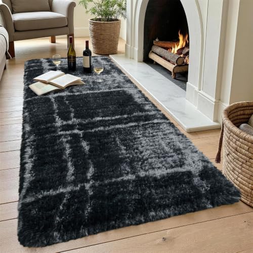 Noahas 2x6 Grey Fluffy Soft Runner Rug Non-Slip - Image 4