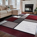 Rugshop Geometric Boxes Modern Non-Shedding Area Rug Red 5'3" x 7'3" by Rugshop