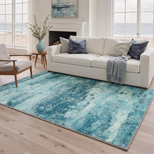 BEIMO 2x3 Teal Abstract Area Rug, Washable Non-Slip - Image 5