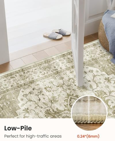 Amada Vintage Washable Area Rug, Light Walnut - Image 5