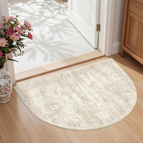 2x3 Half Circle Rug, Small Washable Entryway Rug by Restydon