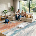 10x14 Washable Area Rug: Large Modern Abstract Living Room Rugs BlueBrick by Puino