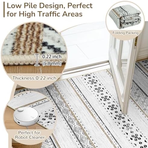 BESTSWEETIE 6x9 Area Rugs for Living Room Washable Moroccan Farmhouse Neutral - Image 3