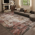 9x12 Rust Red Multi Washable Area Rug by Unknown