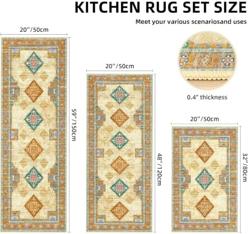 Kitchen Rugs Sets of 3 Non Slip Washable Kitchen Mats - Image 2