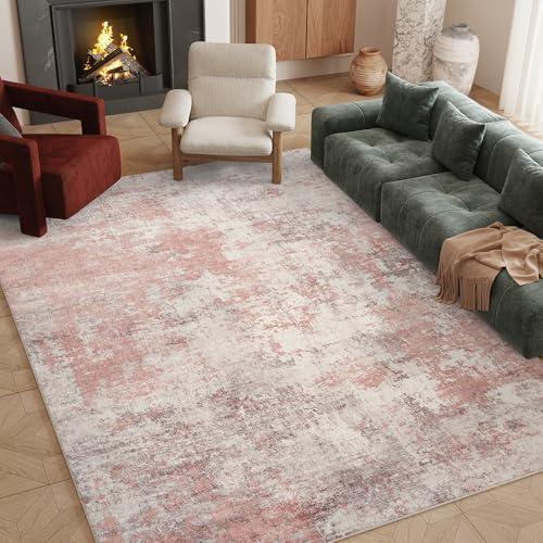 8x10 Pink Gray Washable Area Rug by Unknown