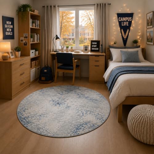 Lahome Modern Abstract Round Rug 3Ft, Contemporary Indoor Floor Throw Carpet - Image 4
