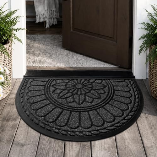 Mibao Half Round Door Mat, Non-Slip Welcome Entrance Way Durable Rubber - Image 6