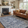 5x7 Grey Blue Washable Area Rug by Unknown