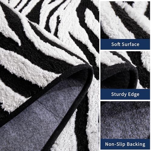 YIHOUSE 6×9 Ft Area Rugs, Washable Plush Soft Zebra Print Carpet, Non-Slip - Image 5