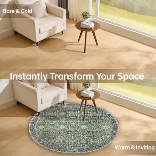 Sasttie Round Rug 4ft, Ultra-Soft Washable Rug - Image 3