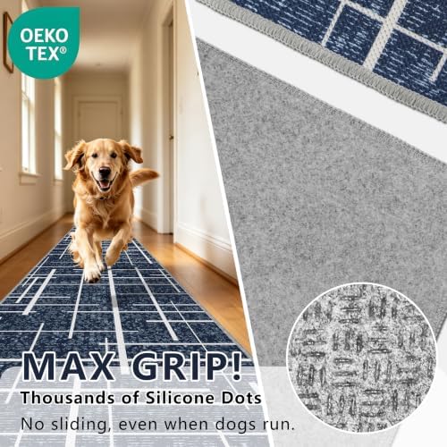 Non Slip Hallway Runner Rug 2x10, Washable Long Rug, Woven Thin Low Pile Carpet - Image 6