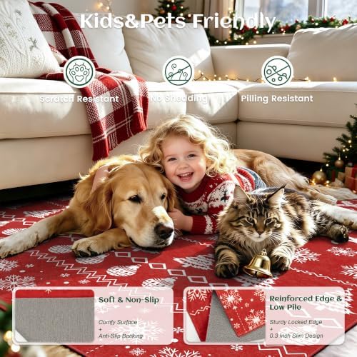 Christmas Runner Rug 2x6 Red Washable Rugs - Image 5