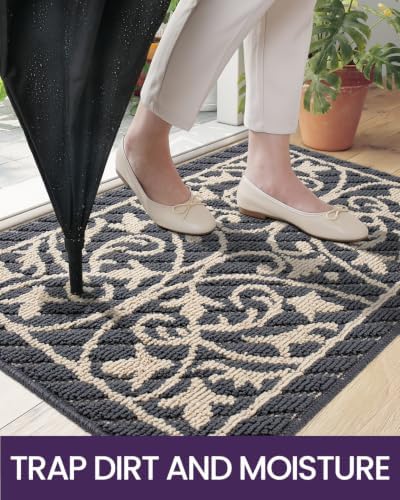 DEXI Front Door Mat Indoor Entryway 24x36 Inside Entrance Doormat Dark Gray - Image 4
