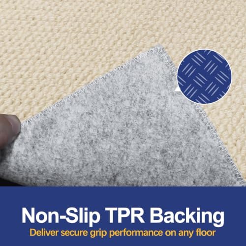 Faux Jute Area Rug 6'x9', Washable & Non-Slip, Off White - Image 2