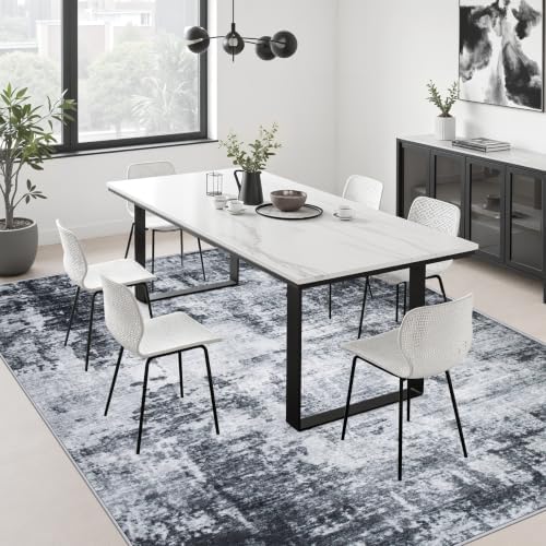 5x7 Area Rug Living Room: Modern Washable Soft Carpet Dark Black - Image 4