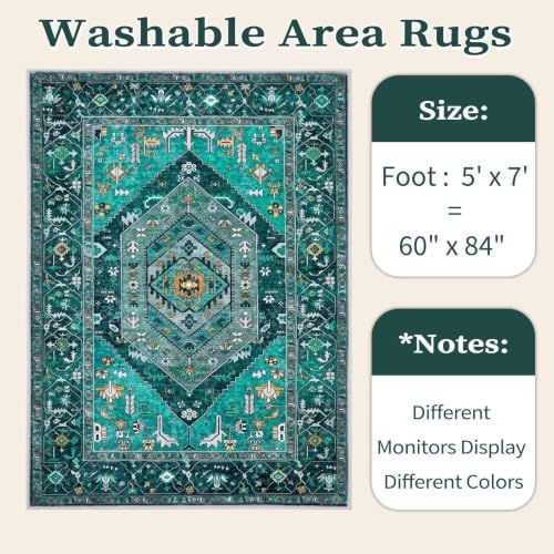 SERISSA 5x7 Washable Non Slip Boho Area Rug - Image 6