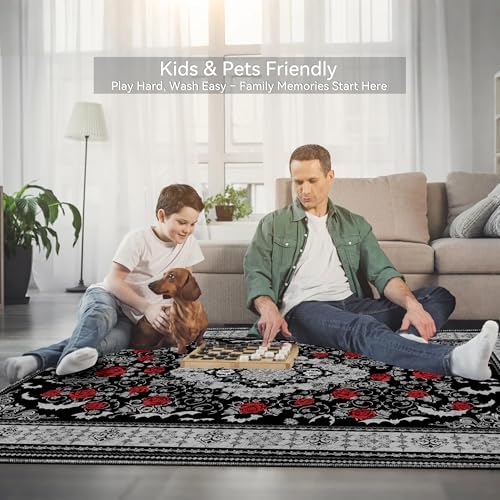 Nayoroom Dark Academia Gothic Black Area Rug, Machine Washable, 8 x 10 ft - Image 4