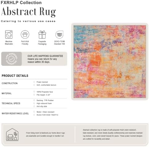 Area Rug Living Room: 4x4 Modern Washable Soft Carpet Galaxy Haze - Image 2