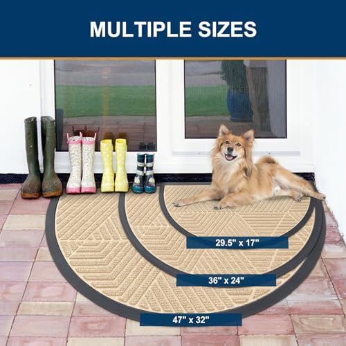 Smiry Half Circle Front Door Mat Outside Entrance, Rubber Doormat - Image 2