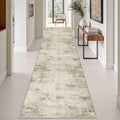 3x14 Washable Runner Rug：Modern Abstract Soft Carpet Beige Brown by FXRHLP