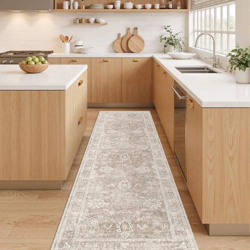 Madane Washable Runner Rug 2x6, Soft Kitchen Hallway Rug Brown/Sand - Image 2