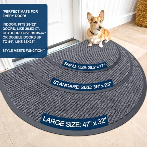 OLANLY Half Circle Front Door Mat 33x21, Waterproof Heavy-Duty Doormat - Image 2