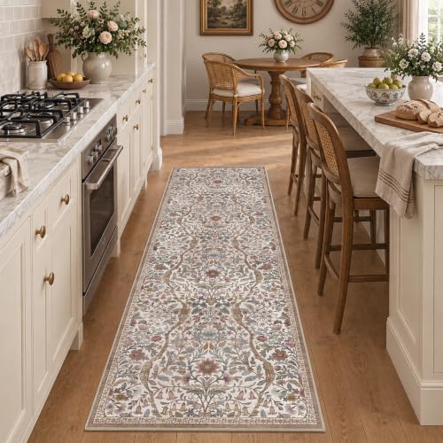 2’6″x 8’ Floral Runner Rug Non-Slip Washable Hallway Runner Rug by NakedCloud