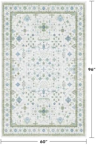 Green and Blue Kids Rugs for Bedroom 5x8 - Image 2