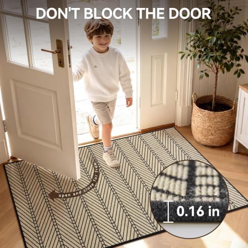 Door Mats Indoor/Outdoor Entrance Non Slip Doormat Brown 36"x59" - Image 4