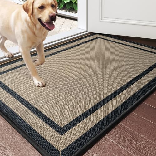 Indoor Door Mat Thin Low Profile Entryway Mats Brown 24"x35" by Unknown