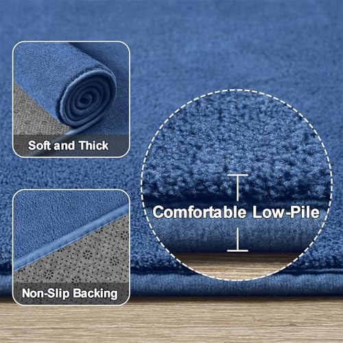 Amearea Modern Washable Runner Rugs, 2x3 Feet Blue Bedroom Runner Rug - Image 3