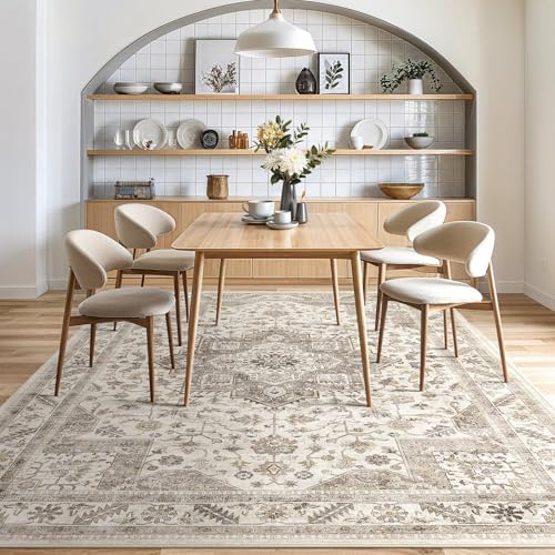 cotiled 9x13 Area Rug for Living Room, Traditional, Light Brown - Image 7