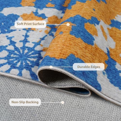 Boho 6x9 Area Rug, Washable Non-Slip Low-Pile Rugs - Image 4