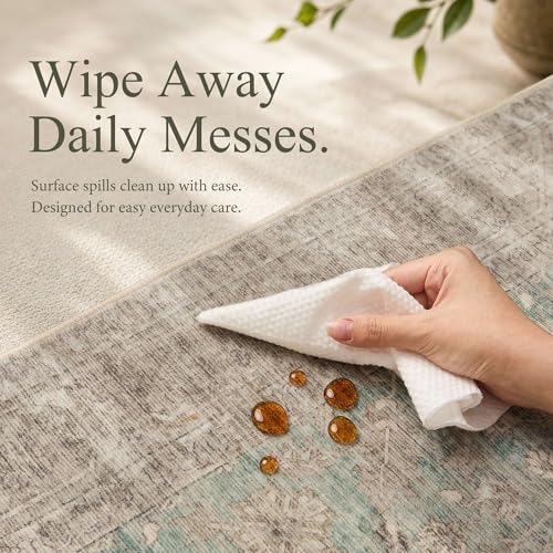 Washable Area Rug 6x9, Non-Slip Boho Carpet - Image 6