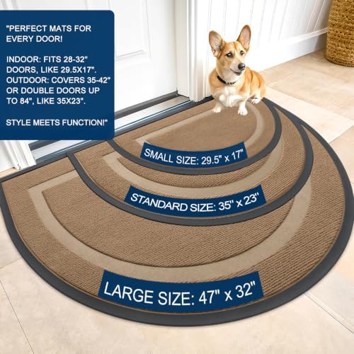 OLANLY Half Circle Front Door Mat Outside 29.5x17 All-Season Rubber Doormat - Image 3