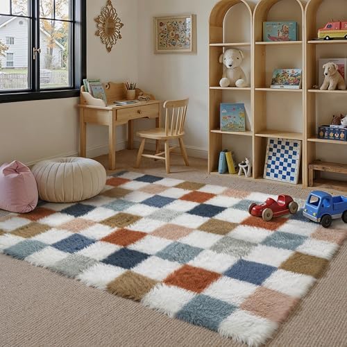 PureCozy Checkered Area Rug 3x5 by PureCozy