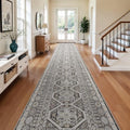 3x20 Runner Rug Washable Vintage: Non Slip Extra Long Hallway Runners Black by Ksrau