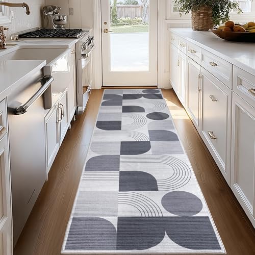 Soft Modern Geometric Abstract Machine Washable 2.7x8 Runner Rug - Image 6