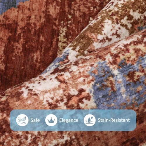 GarveeHome Machine Washable Runner Abstract Hallway Rugs 2x6 Red - Image 4