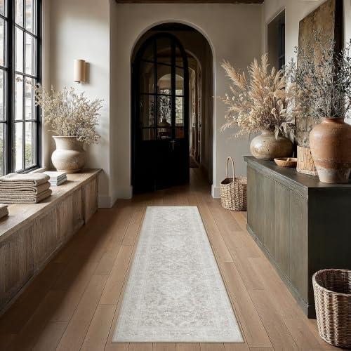 HUGEAR Grey Beige 2x8 Runner Rugs by HUGEAR