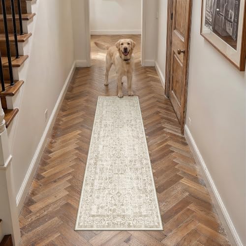 PureCozy Light Brown Runner Rug 2x6 Vintage Floral - Image 2