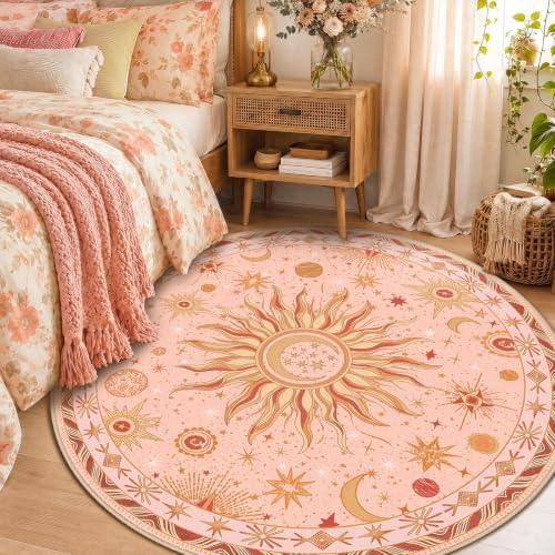Vacuum-Friendly, Round 6ft Washable Area Rug - Image 2