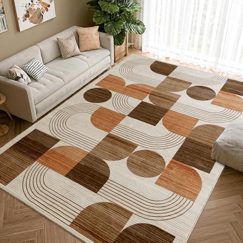 Soft Modern Geometric Abstract Large Machine Washable 10x14 Area Rug - Image 6